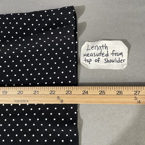 Black White Polka Dot Tee Top Womens Size XL Knit Classic Basic Cotton Preppy - Picture 10 of 10